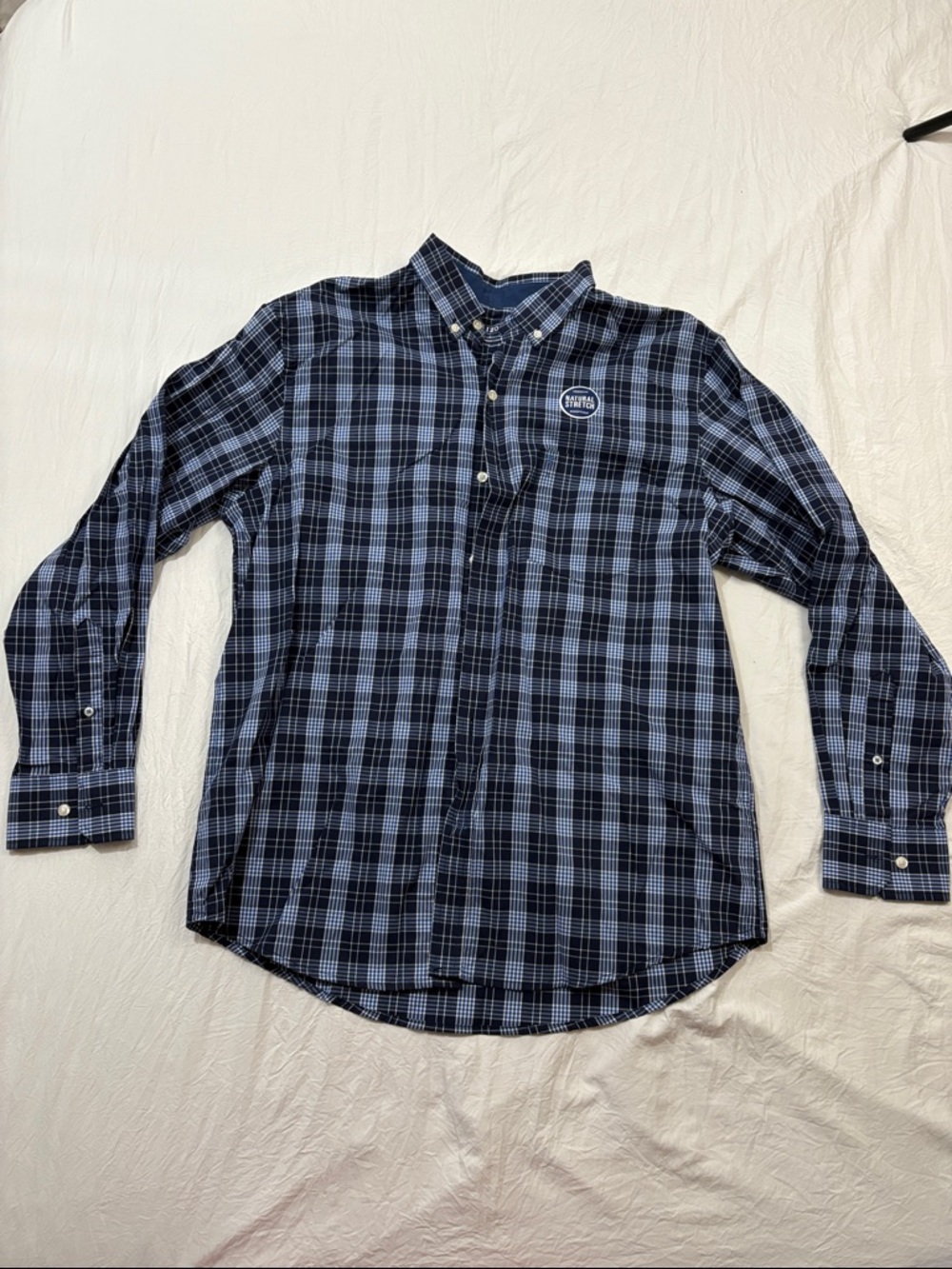 Izod Men's Navy and White Checkered Shirt